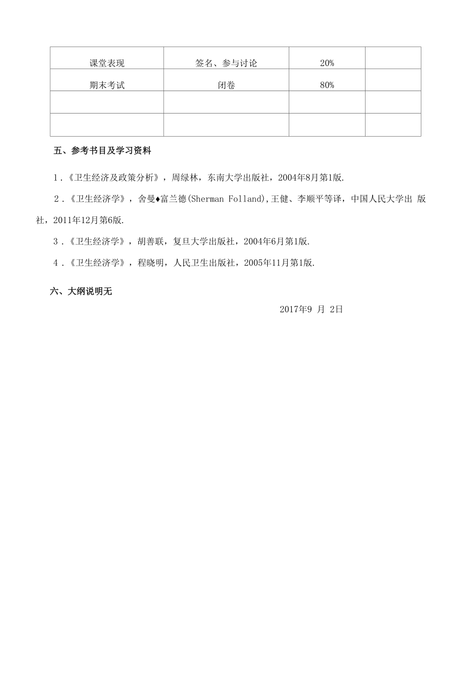 《卫生经济学A》课程教学大纲（本科）.docx_第2页