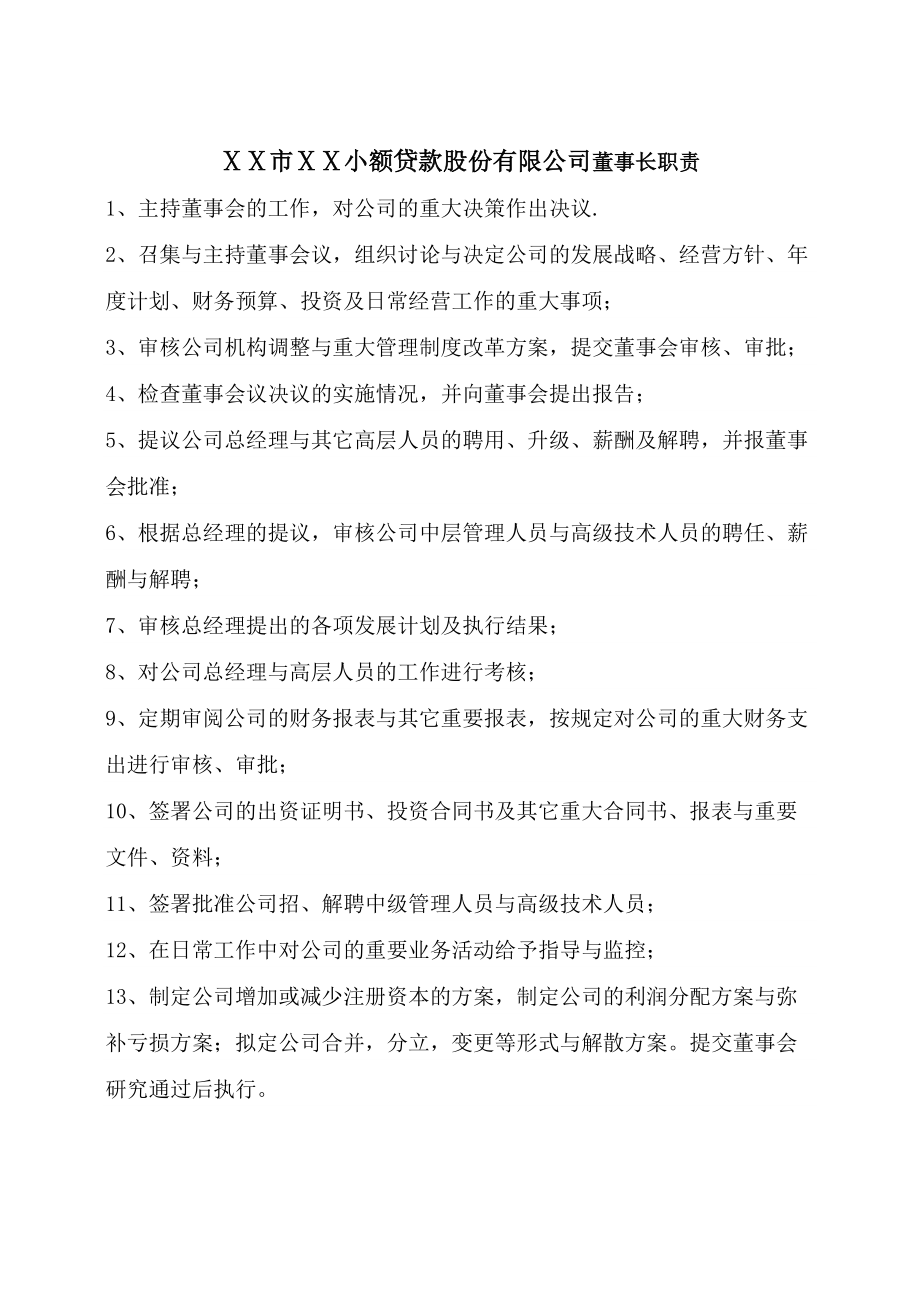 小额贷款公司小岗位职责汇编.docx_第1页