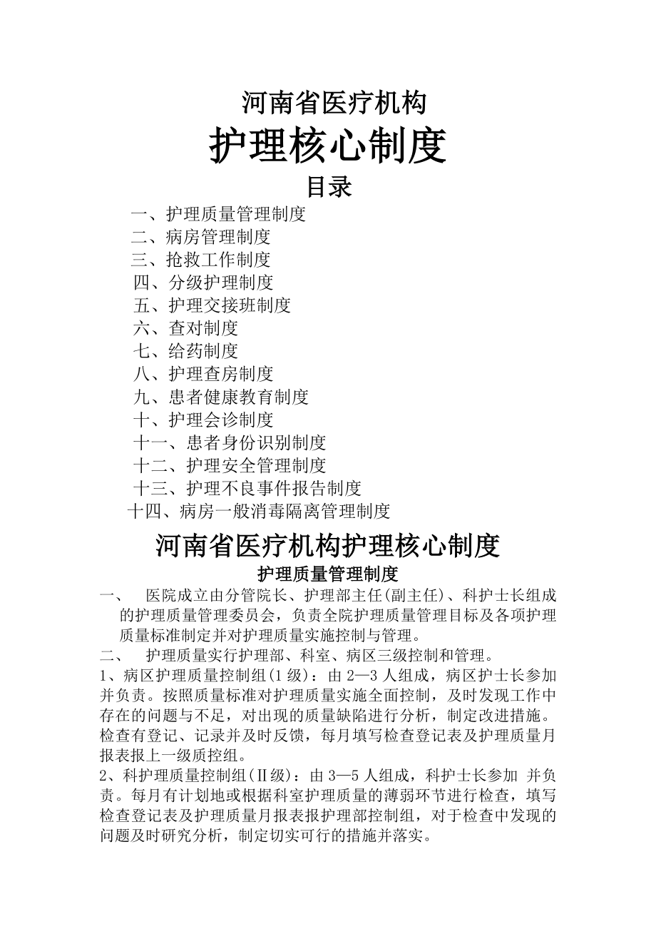 河南省医疗机构-护理核心制度.docx_第1页