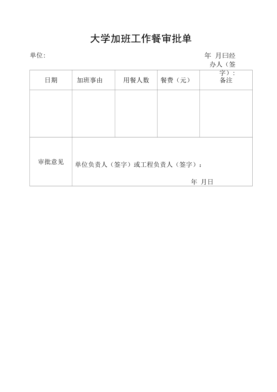 大学加班工作餐审批单.docx_第1页