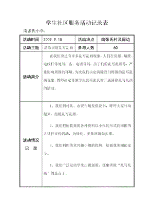 学生社区服务活动记录表.doc