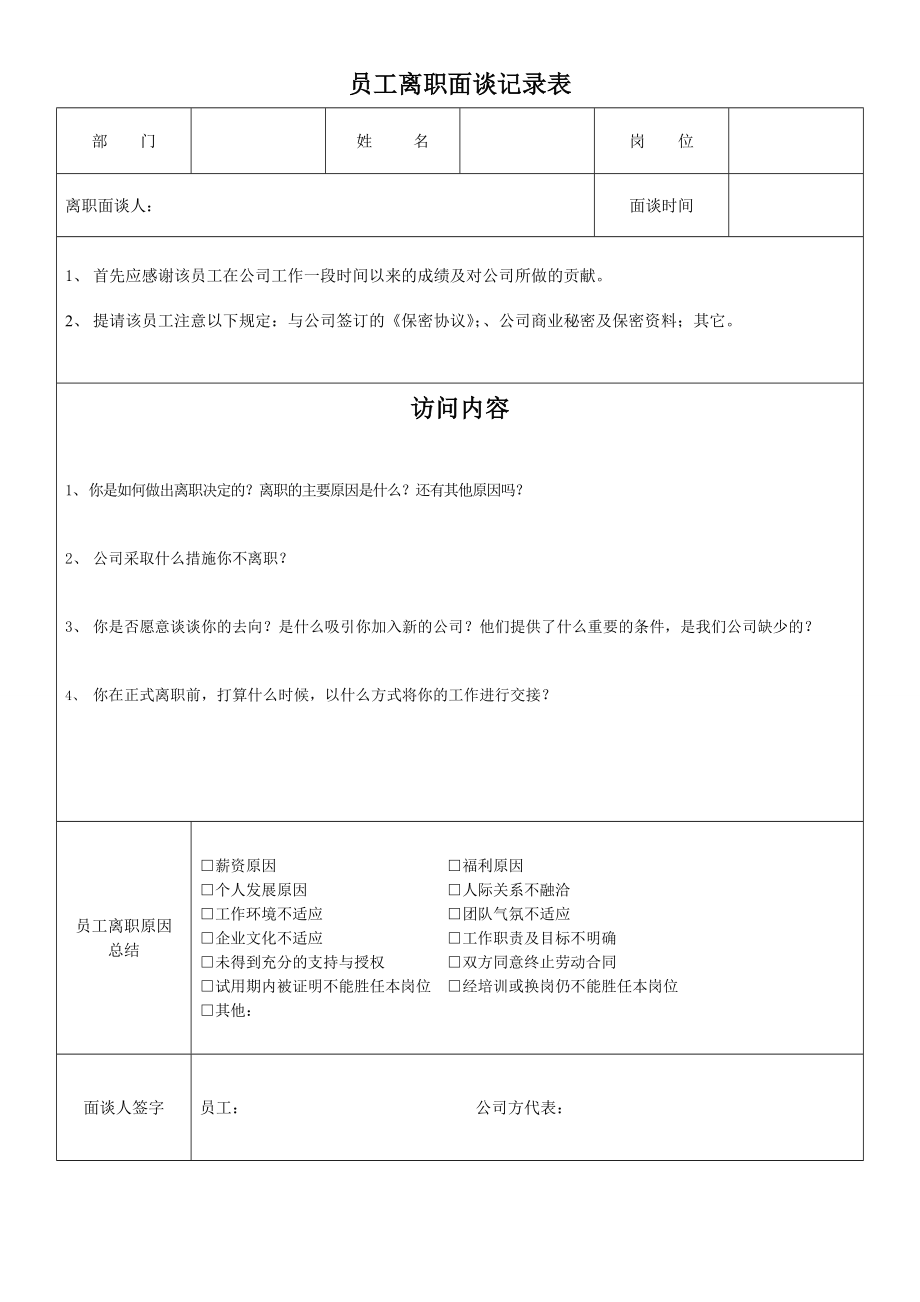 员工离职面谈记录.doc_第1页