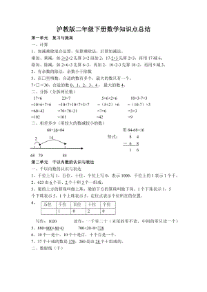 沪教版二年级下册数学知识点总结94165.doc