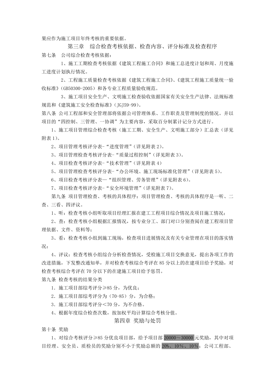 项目管理检查考核奖惩制度.docx_第2页