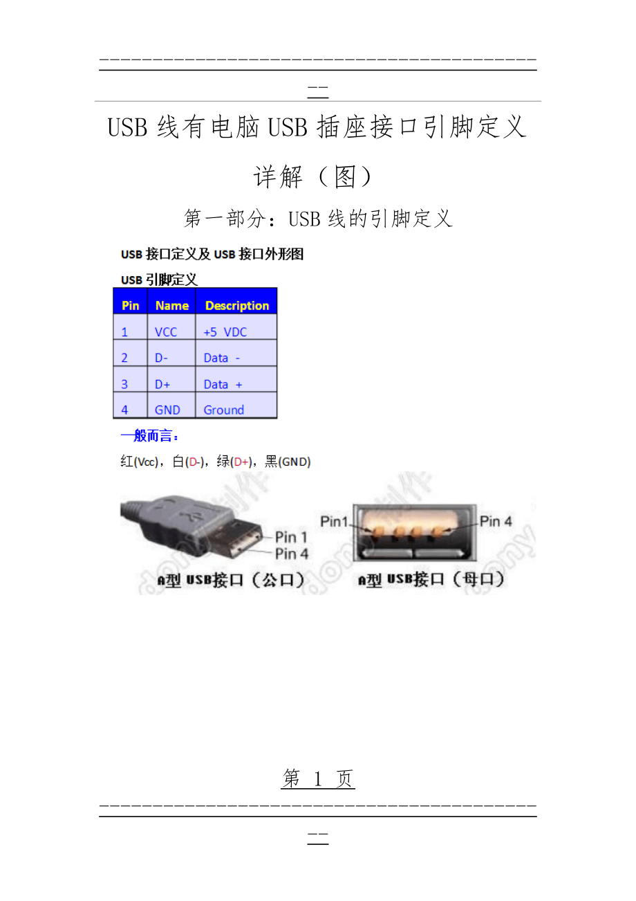 USB线有电脑USB插座接口引脚定义详解(图)(37页).doc_第1页