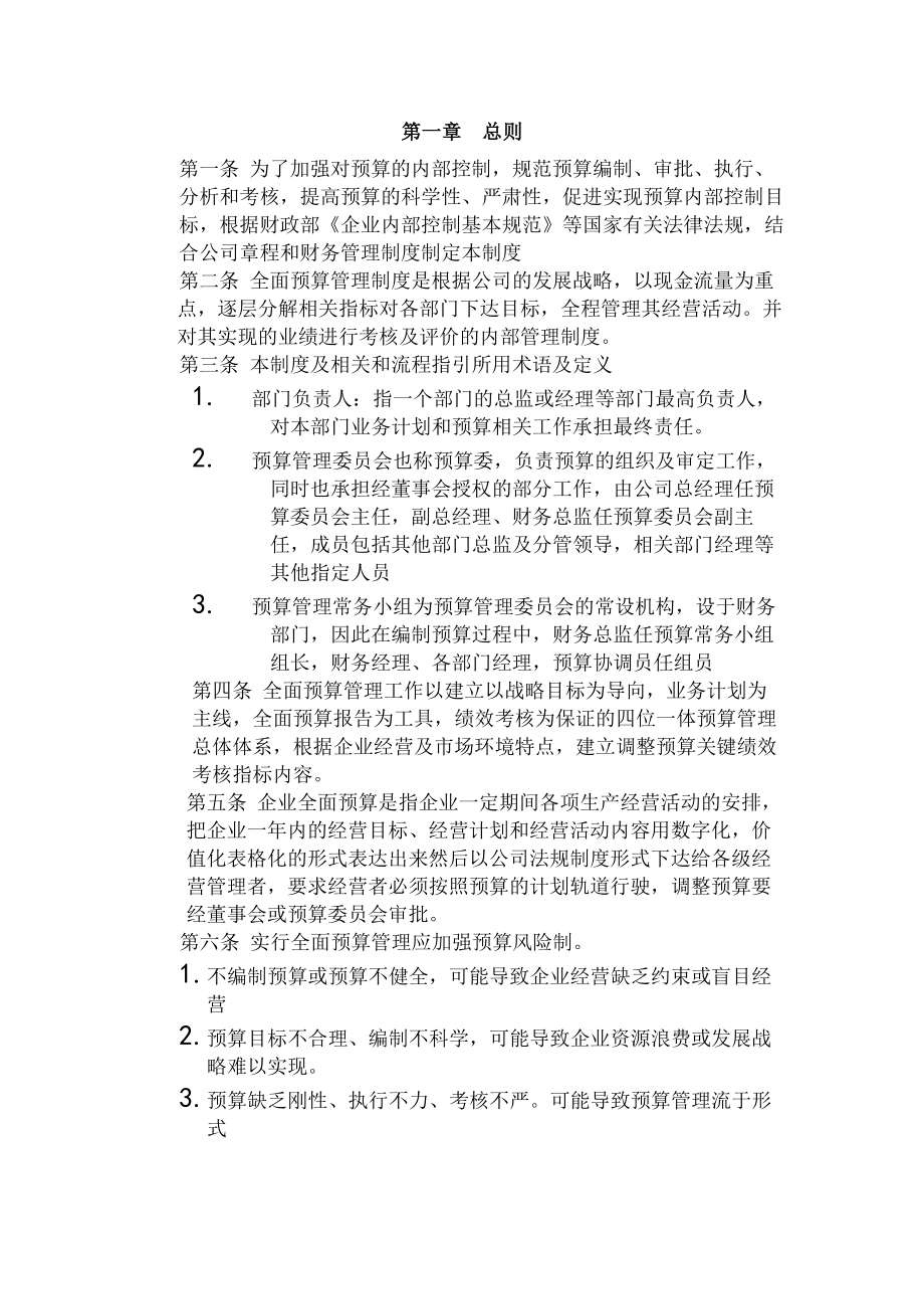 股份有限公司全面预算管理制度.docx_第2页