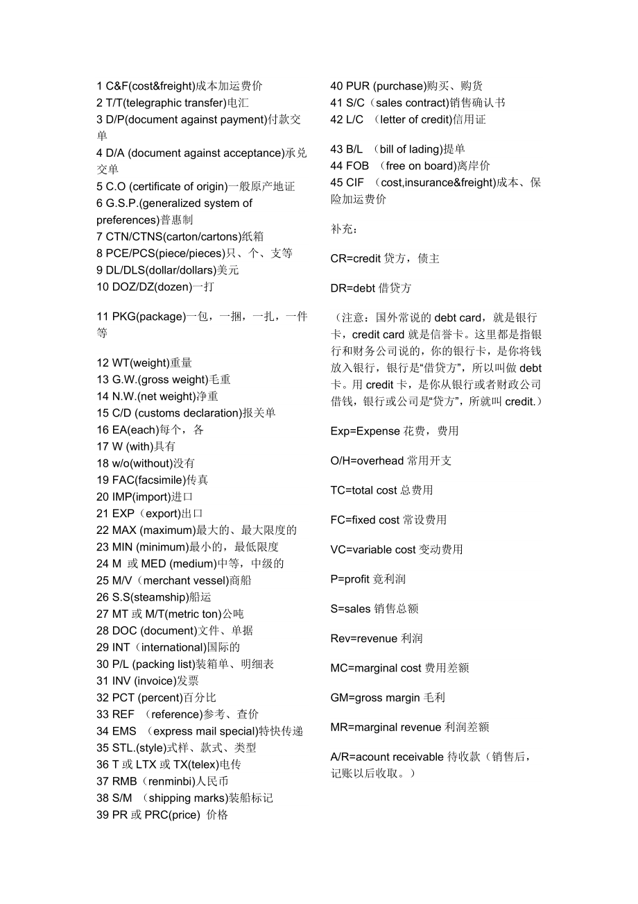 常用商务方面英文单词缩写.doc_第1页