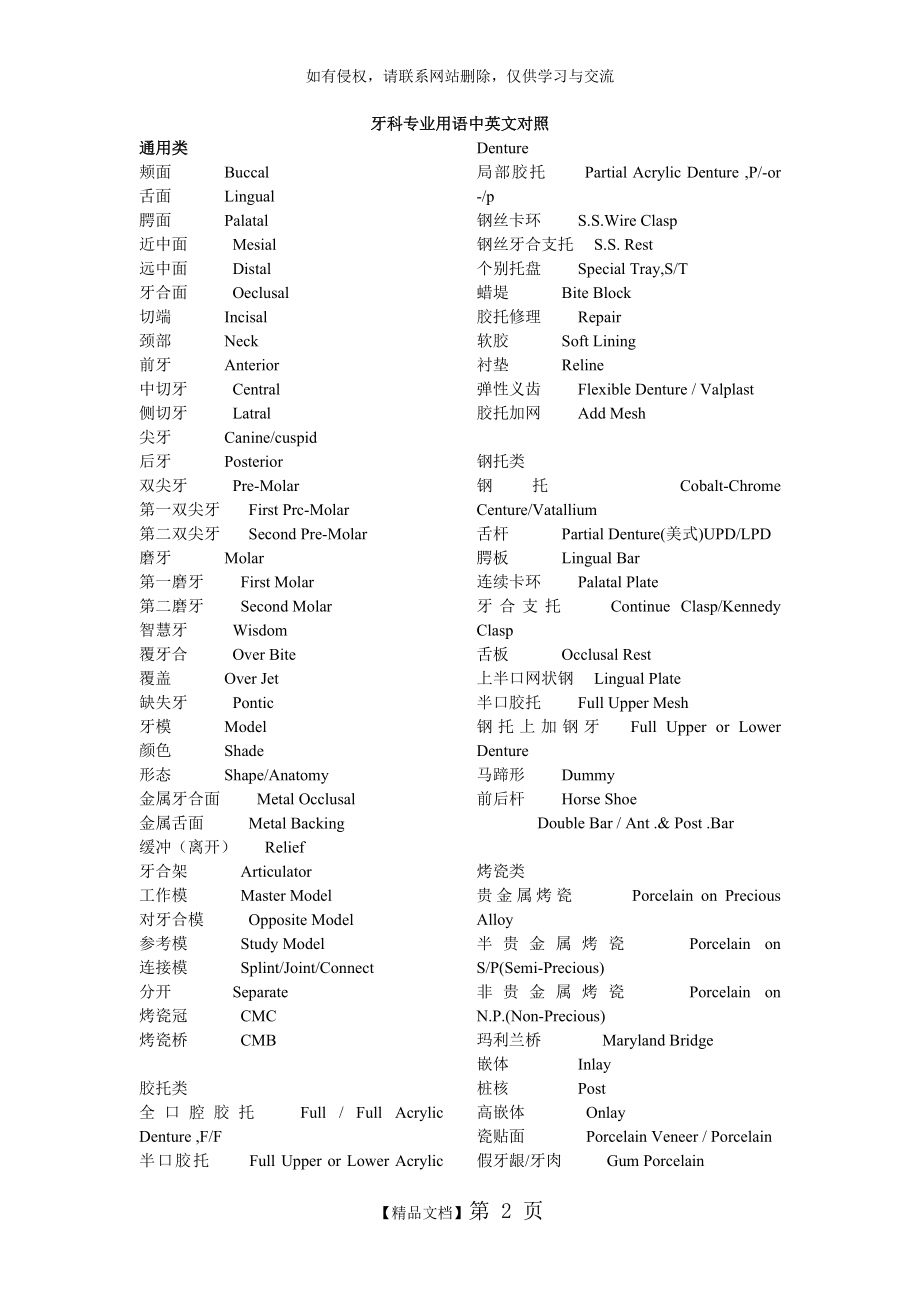 精选牙科专业用语中英文对照.doc_第2页