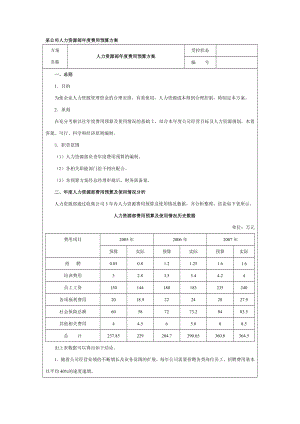 某公司人力资源部年度费用预算方案(1).doc