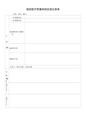 医院医疗质量持续改进记录单.docx