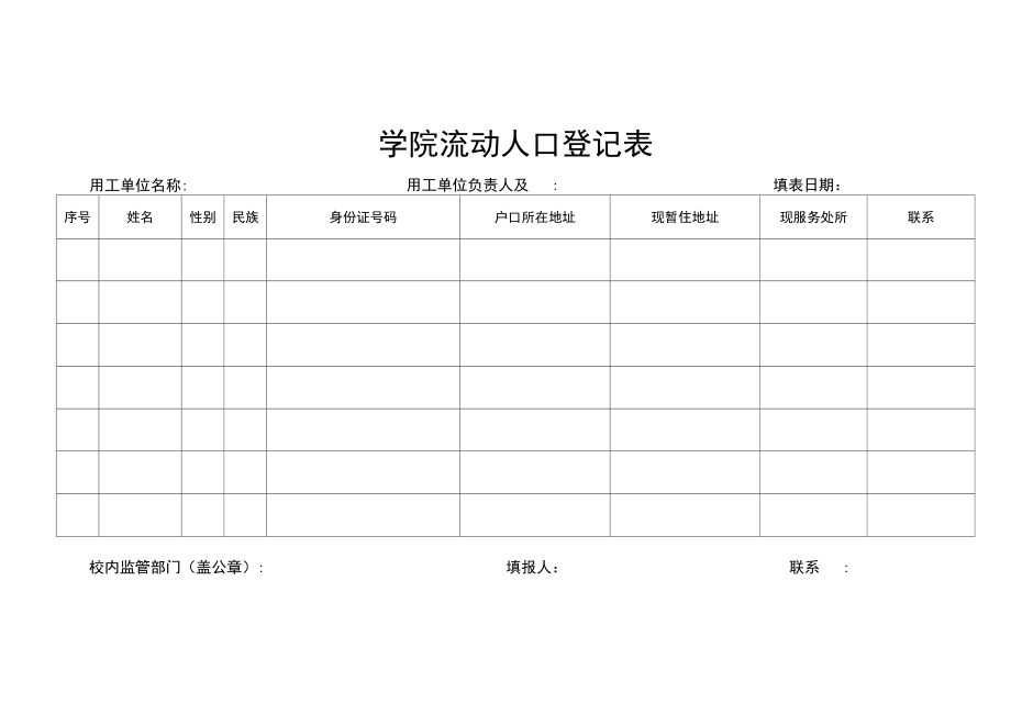 学院流动人口登记表.docx_第1页