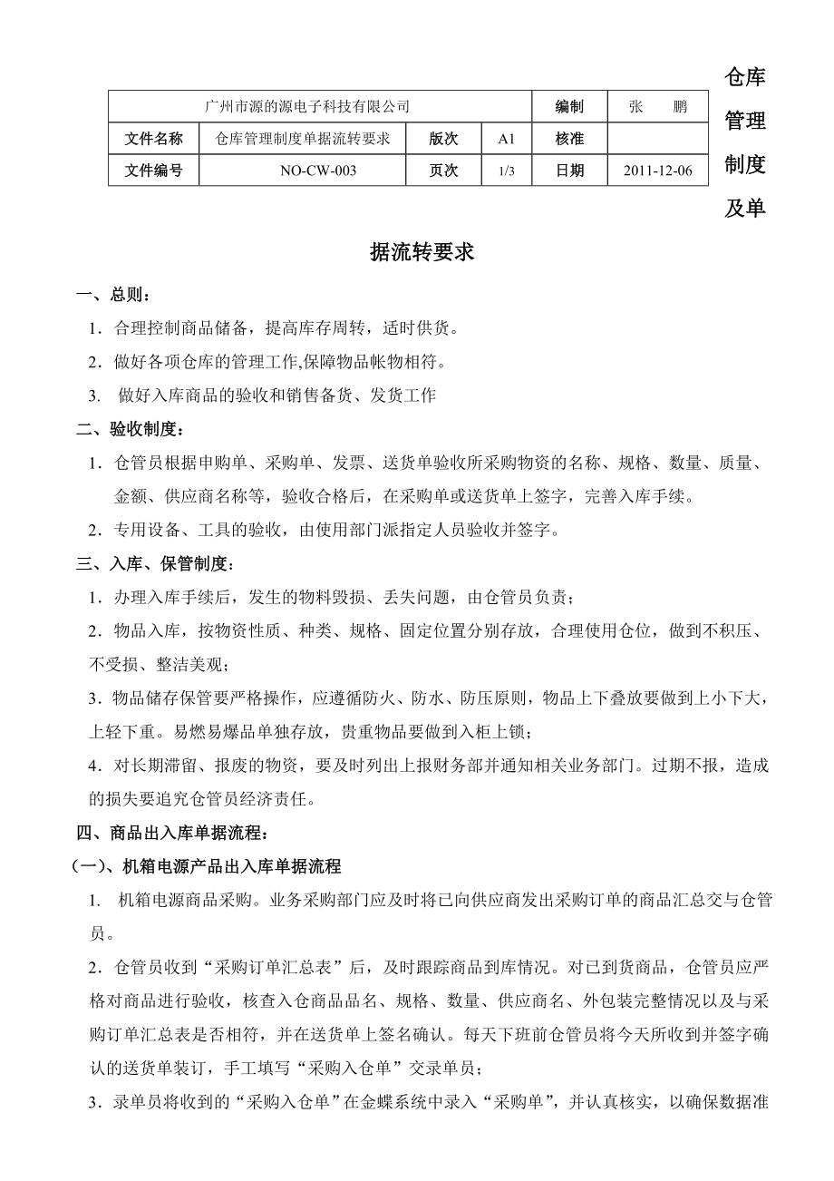 仓库管理制度及单据流程.docx_第1页