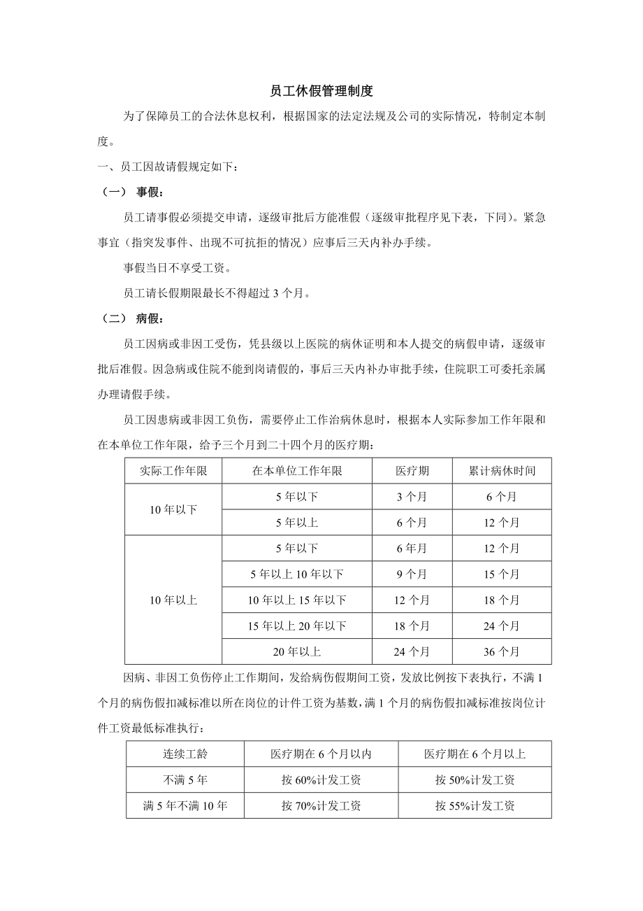 员工休假管理制度范本.doc_第1页