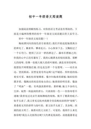 初中一年级语文阅读题.docx