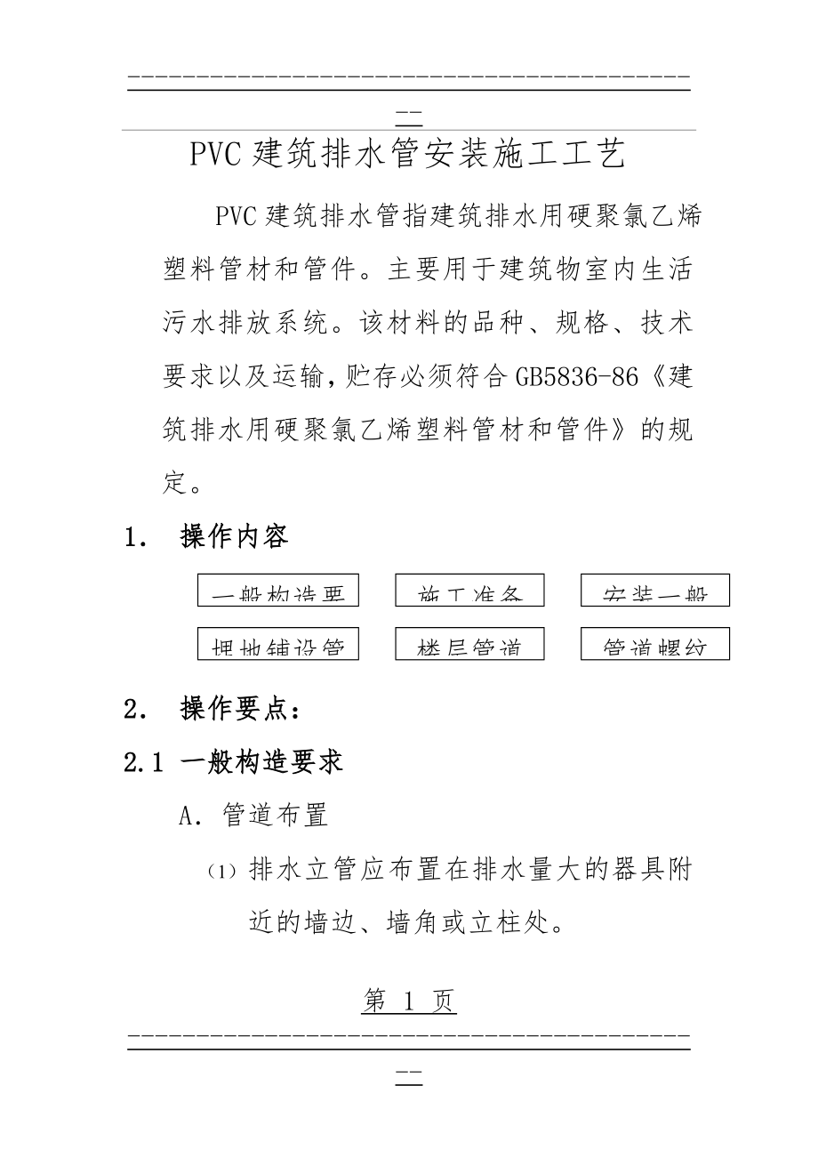 PVC建筑排水管安装施工工艺(21页).doc_第1页