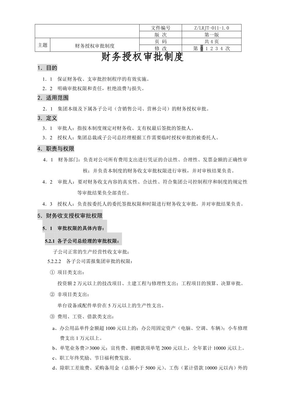 集团有限公司财务授权审批制度WORD4页.doc_第1页