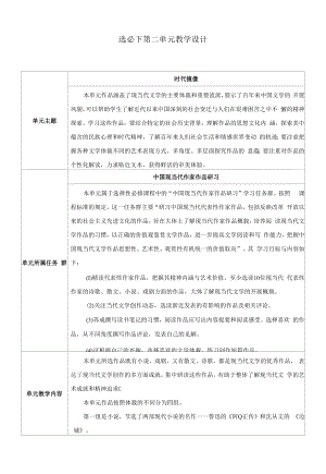 高中语文选择性必修下册（统编人教版）第二单元整体教学设计.docx