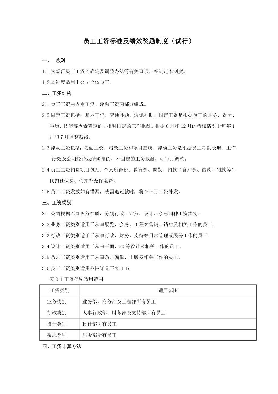 某国展集团员工工资标准及绩效奖励制度.doc_第1页