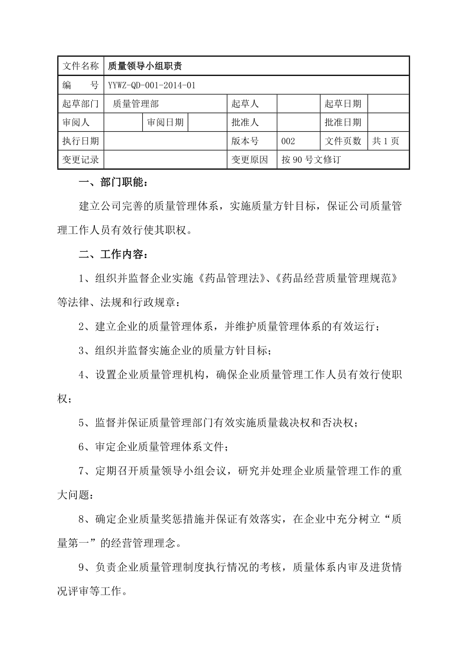 医药批发公司新版GSP岗位职责2.doc_第1页