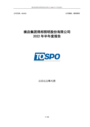 得邦照明：得邦照明2022年半年度报告全文.PDF