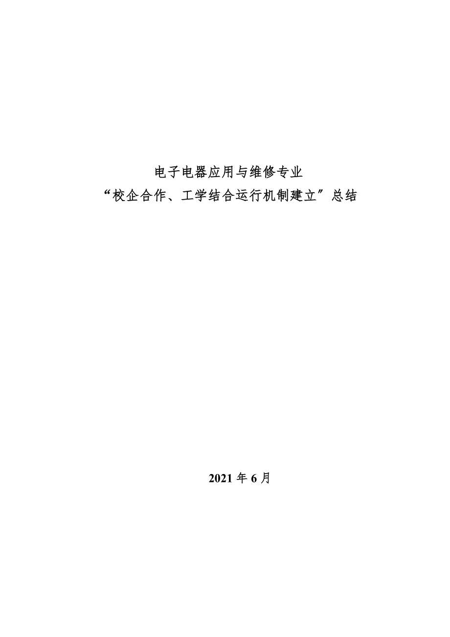 电子电器应用与维修专业“校企合作、工学结合”运行截止建设总结报告.doc_第1页