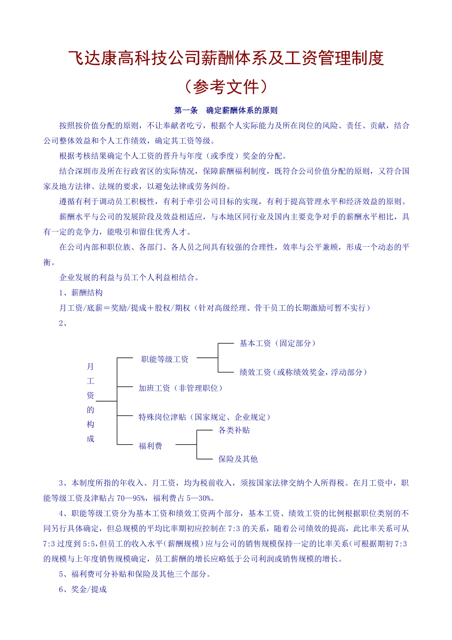 高科技企业薪酬体系及工资管理制度002.doc_第1页