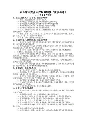 一般生产经营单位安全生产常用规章制度操作规程管理台帐.docx