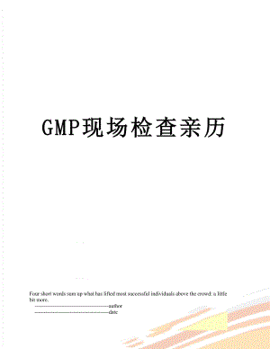 最新GMP现场检查亲历.doc