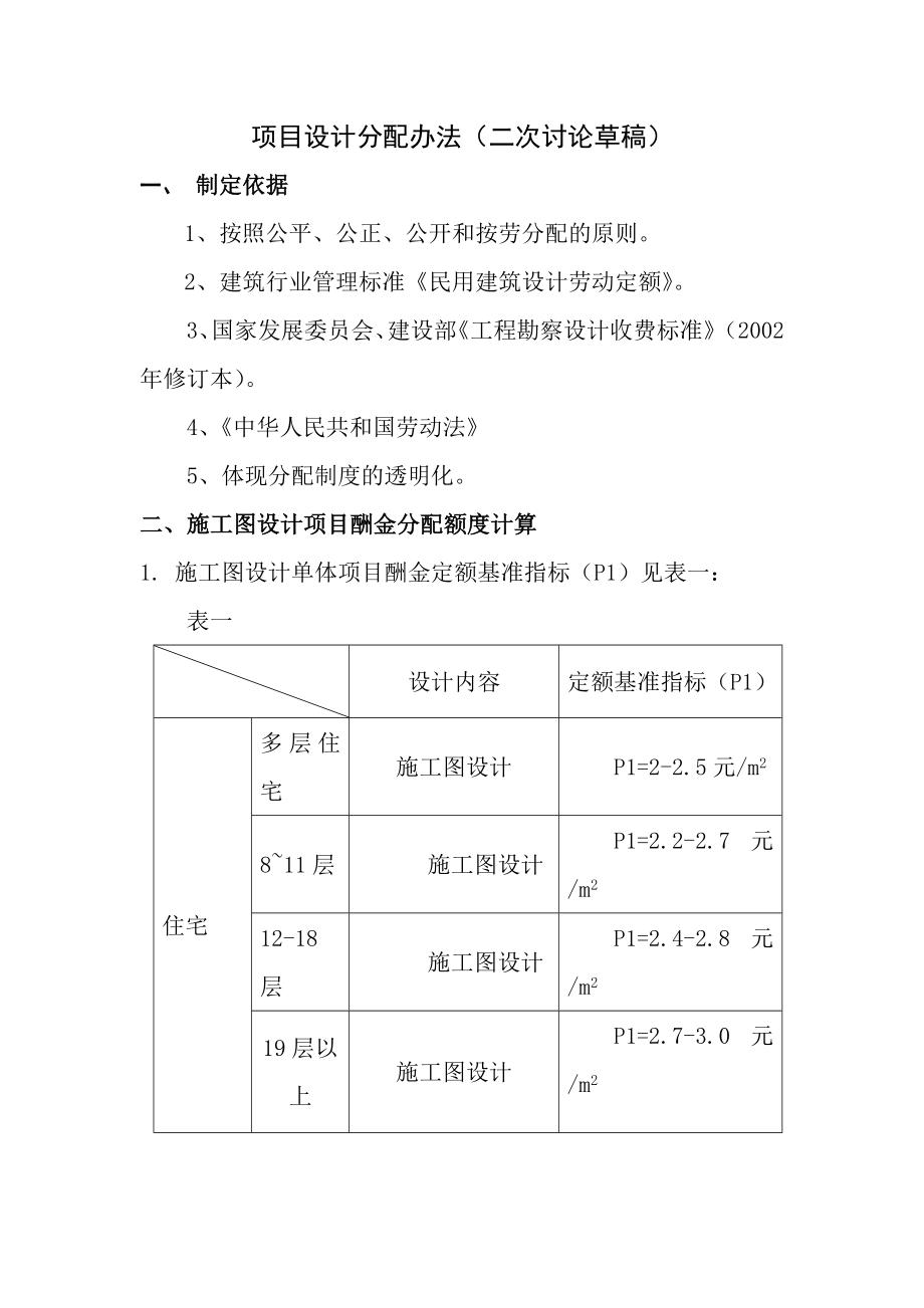 设计所奖金计算及分配制度二次讨论稿.doc_第1页