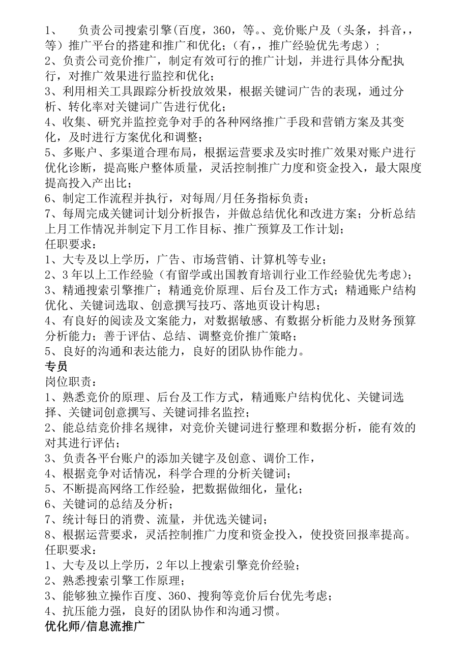 市场部网络推广部组织架构及岗位职责.docx_第2页