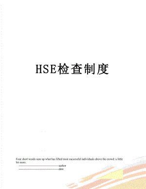 最新HSE检查制度.doc