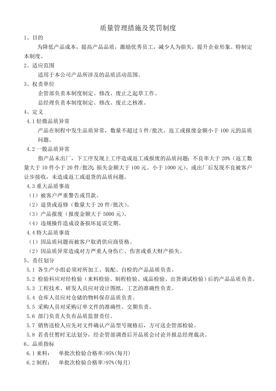 质量管理措施及奖罚制度分析.doc_第1页