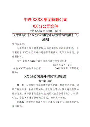 XX分公司海外财务管理制度.docx