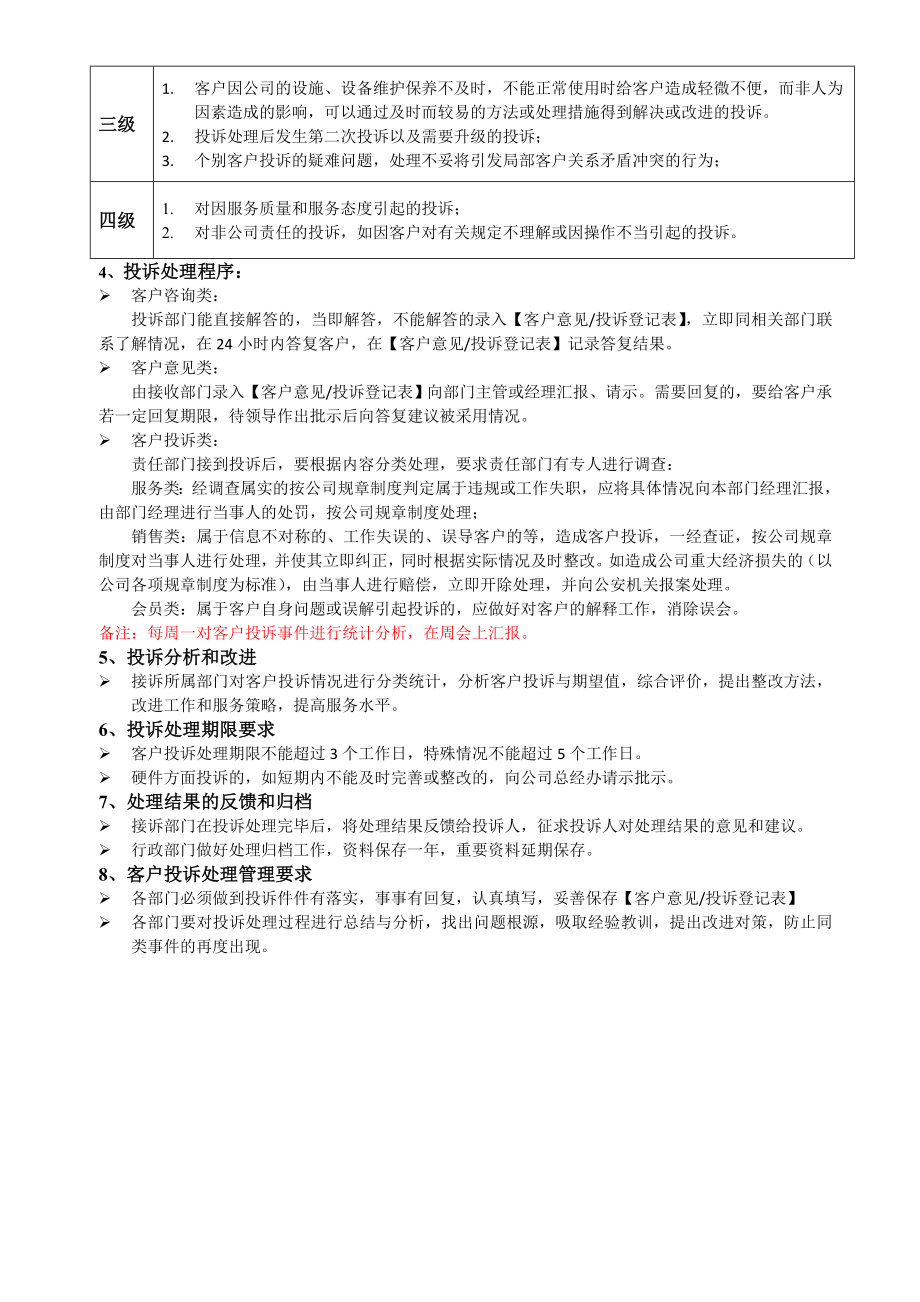 客户投诉处理管理制度包含流程及客户投诉表.doc_第2页