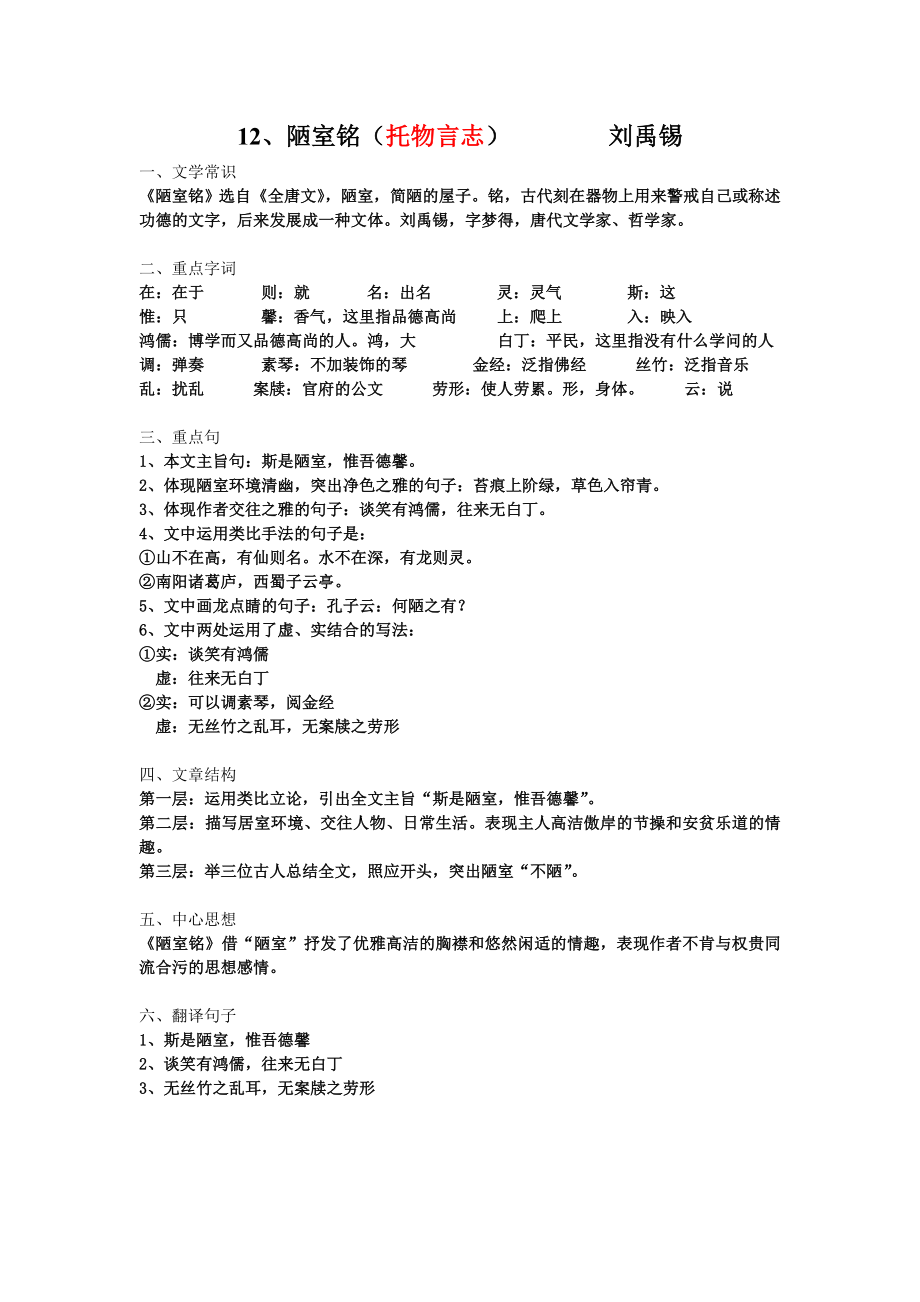 沪教版七年级下册语文文言文重点笔记.doc_第1页