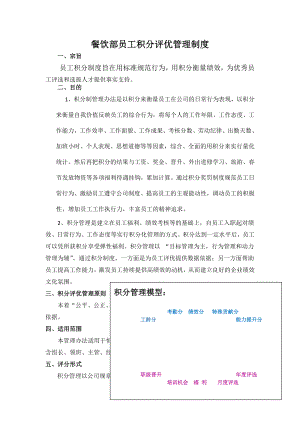 餐饮部员工积分评优管理制度2017全套方案.doc