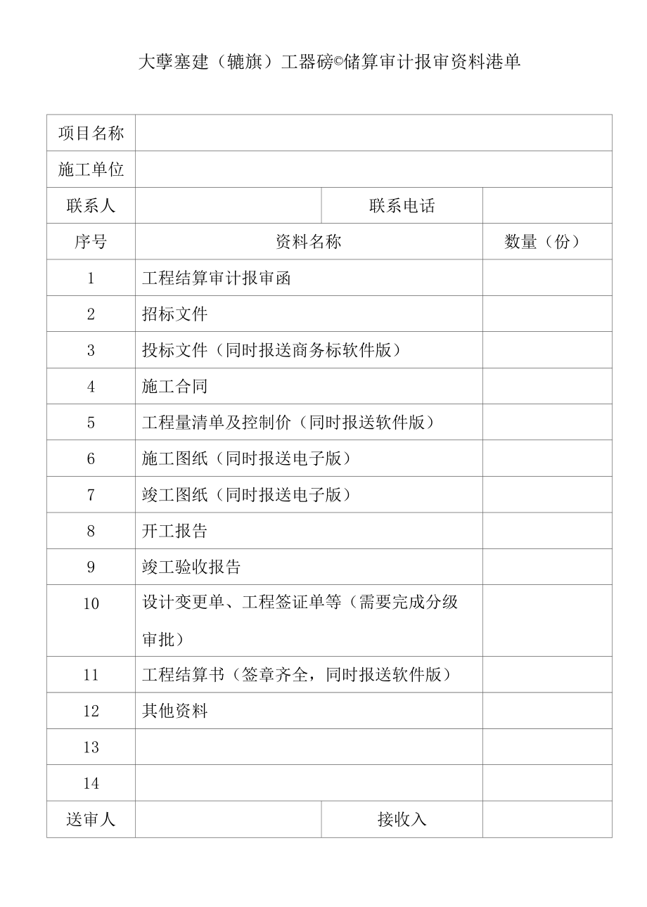 大学基建（维修）工程项目结算审计报审资料清单.docx_第1页