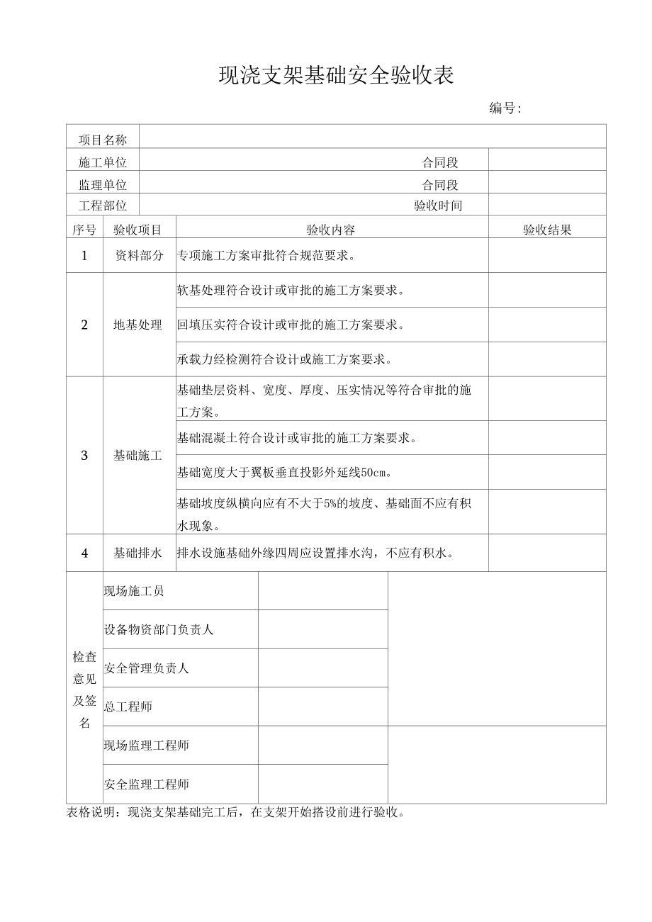 现浇支架基础安全验收表.docx_第1页