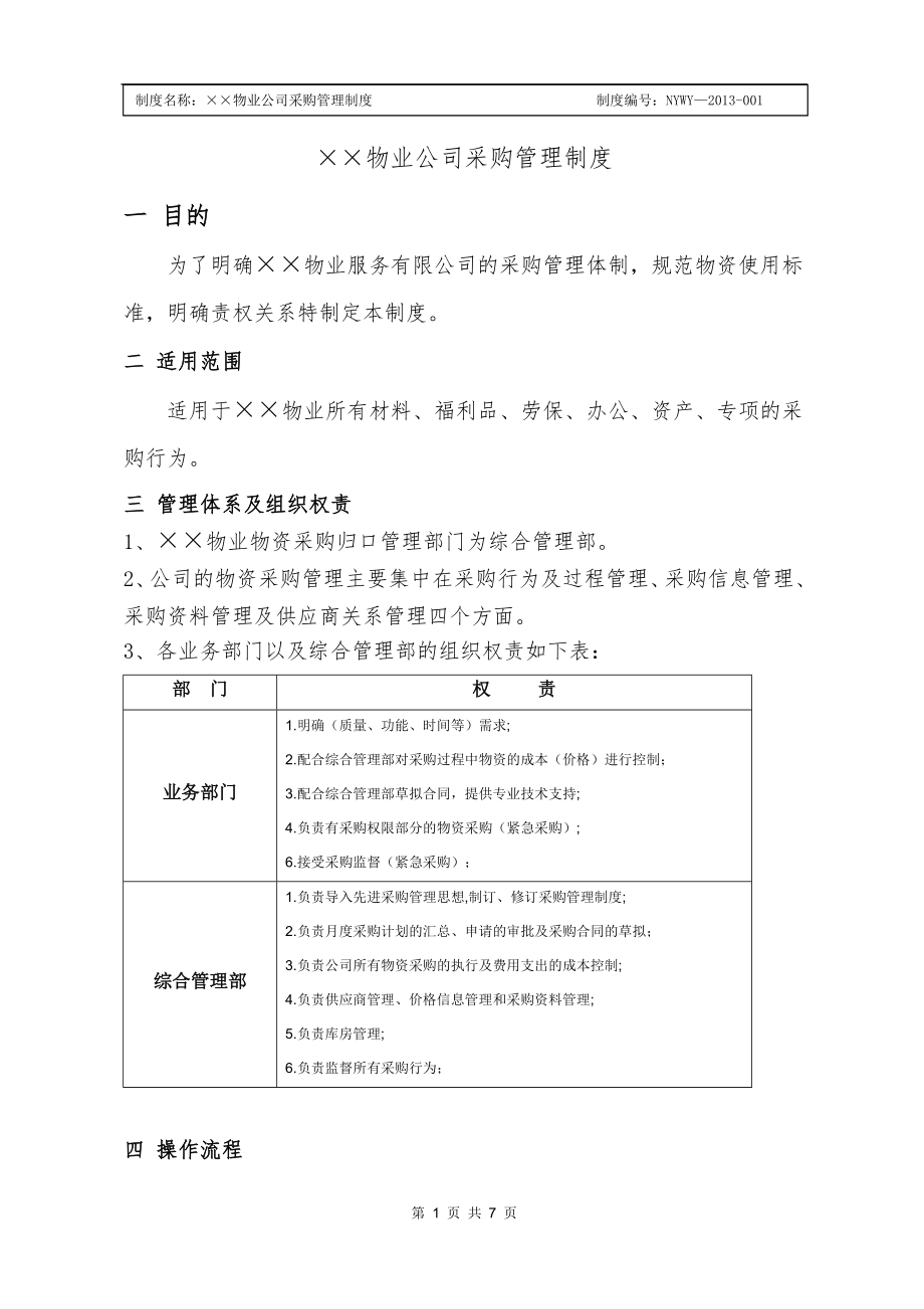 物业公司材料采购管理规定.doc_第1页