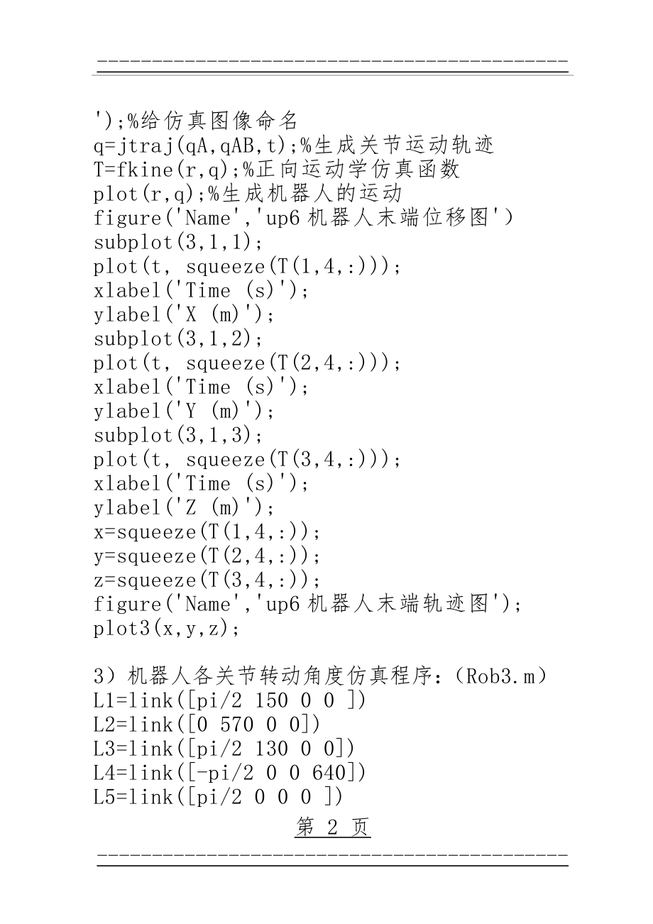 MATLAB机器人仿真程序(7页).doc_第2页