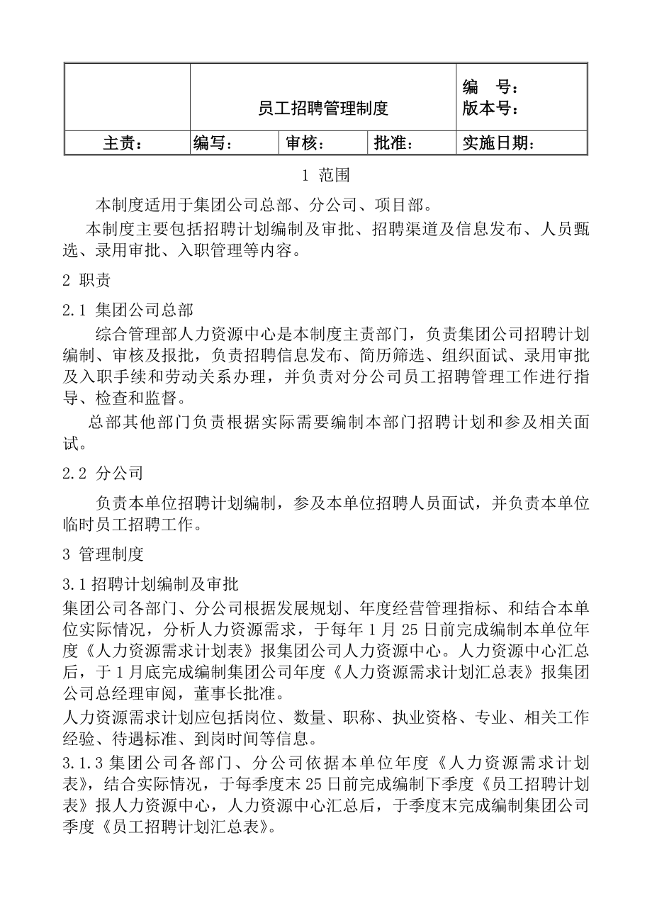 集团公司员工招聘管理制度.docx_第1页