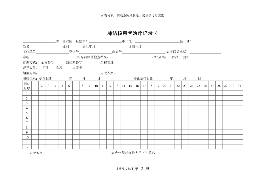 肺结核患者服药治疗记录卡.doc_第2页