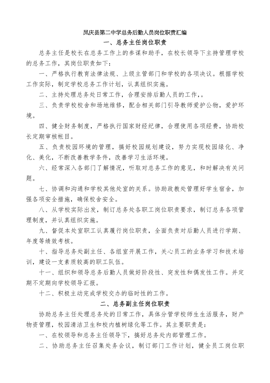 总务后勤人员岗位职责汇编.docx_第1页