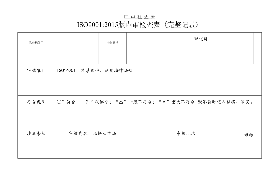 最新iso9001-内审检查表(含检查记录).doc_第2页