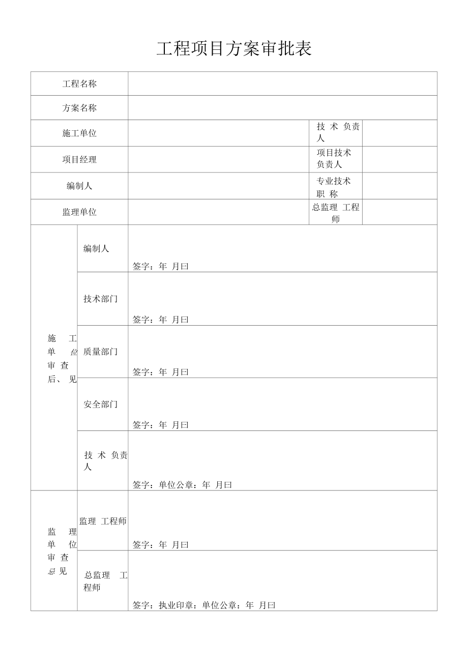 工程项目方案审批表.docx_第1页