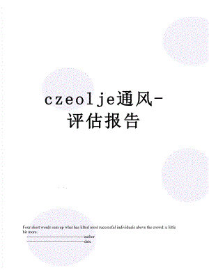 最新czeolje通风-评估报告.doc