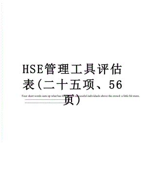 最新HSE管理工具评估表(二十五项、56页).doc