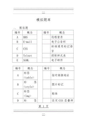 Dreamweaver网页设计电大模拟题库2015(附答案)(47页).doc