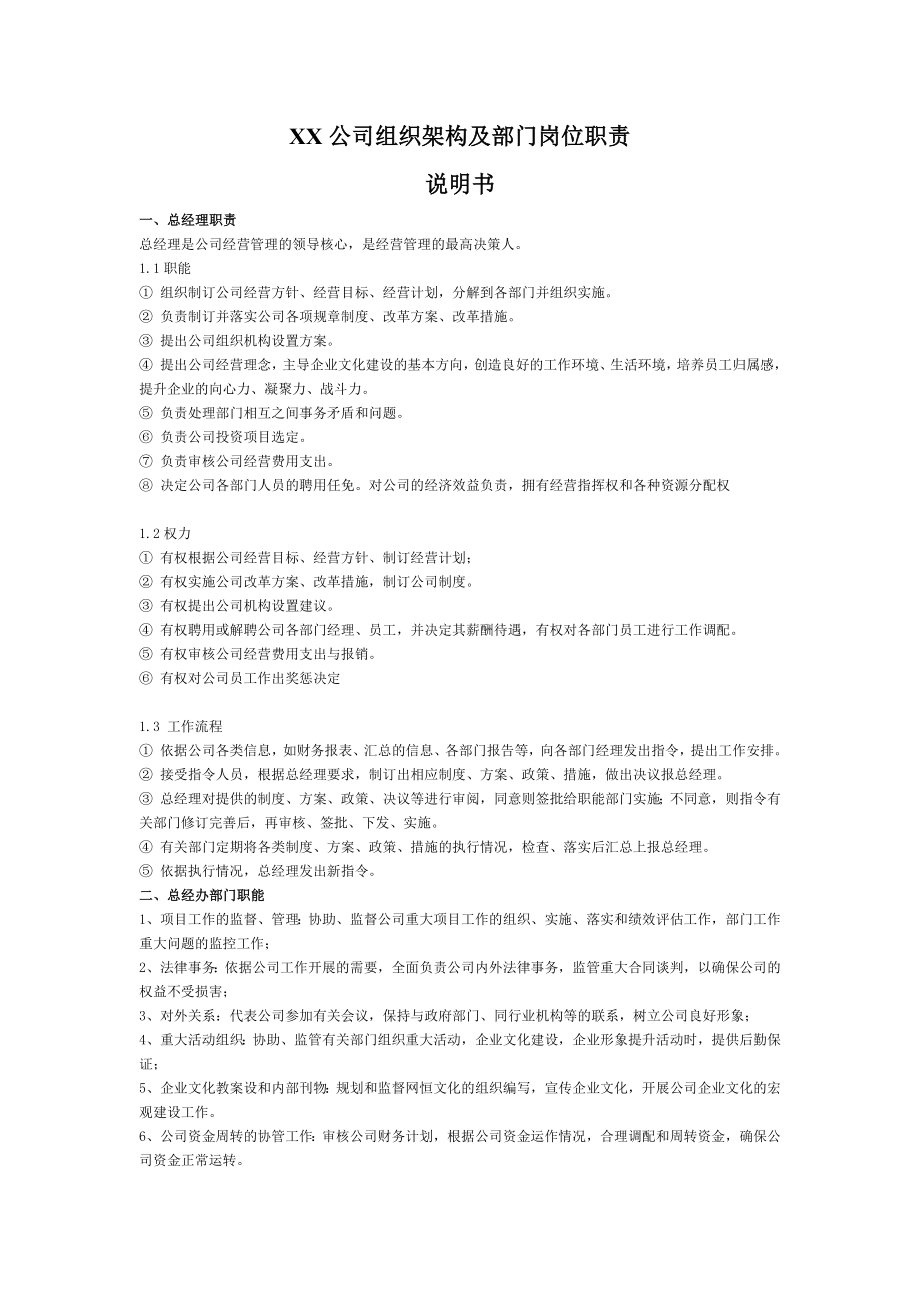 公司组织架构图及岗位职责说明书1.docx_第1页