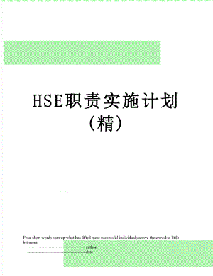 最新HSE职责实施计划(精).doc